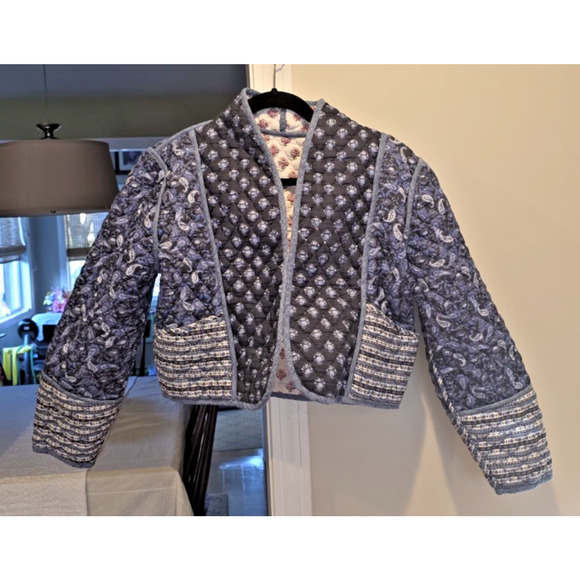Mango Reversible Multi-Color Floral Long Sleeve Quilted Jacket TikTok Trendy SM - Picture 4 of 12